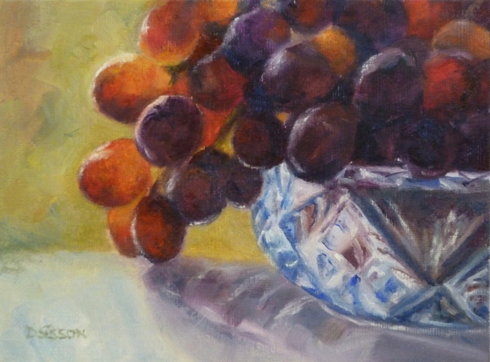 Daily Painting Projects Grapes in Cut Glass Oil Painting Kitchen Art