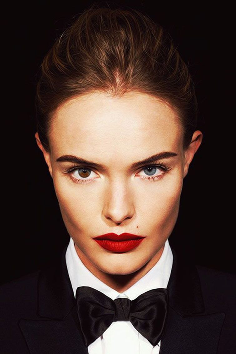 Kate Bosworth in a tuxedo, bright red lip Kate Bosworth in a tuxedo, bright red lip
