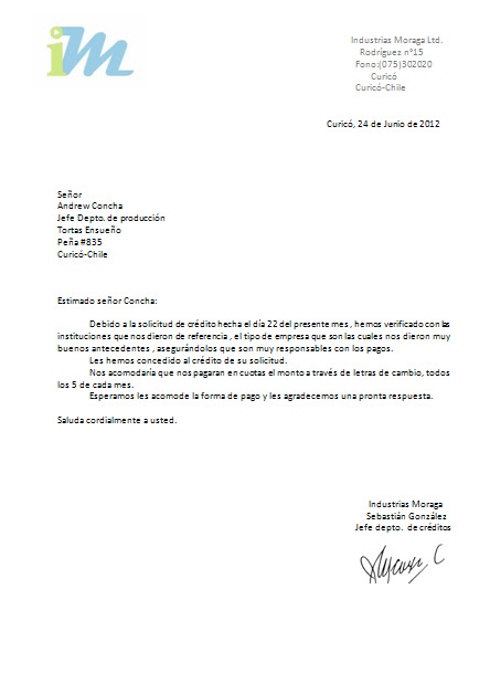 Redaccion Y Aplicacion Xd Carta Concesion De Credito