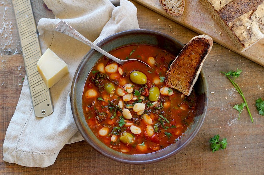 Kitchen by Aubergine Lima Bean Stew with Tomatoes, Olives