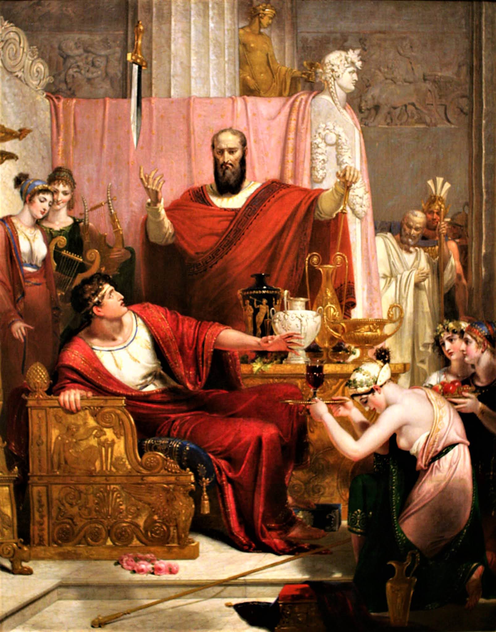 Damocles, according to classical mythology, was a courier who served King Dionysius, a fourth-century tyrannical ruler of the Greek colony of Syracuse.