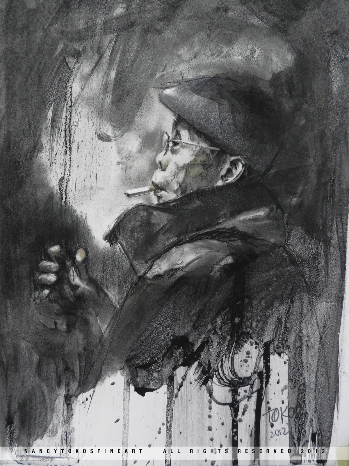 portraits4all TOKOS FINE ART Stains charcoal wash on 400 Bristol