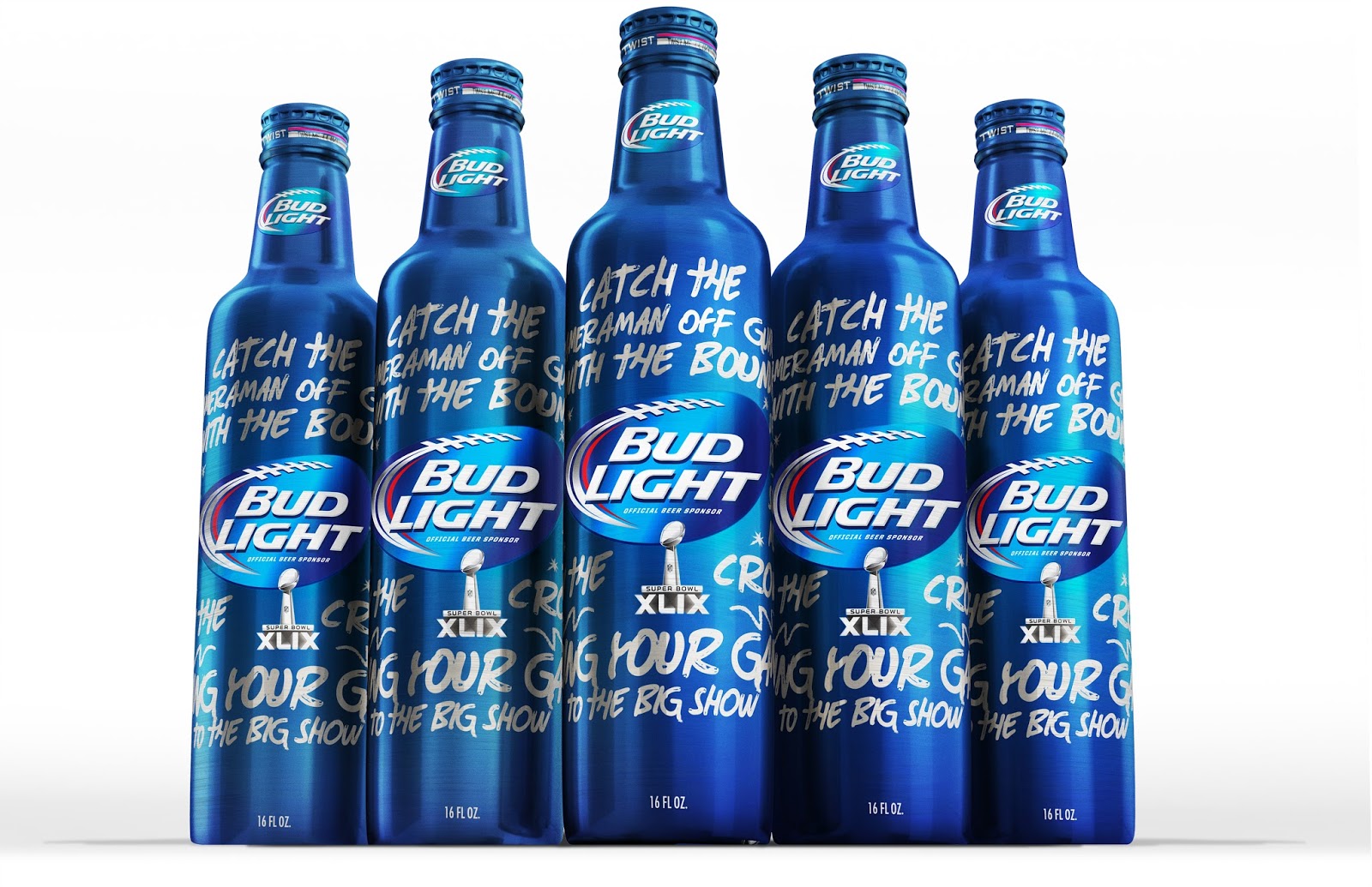 Bud Light Super Bowl XLIX Limited Edition Bottle on Packaging of the