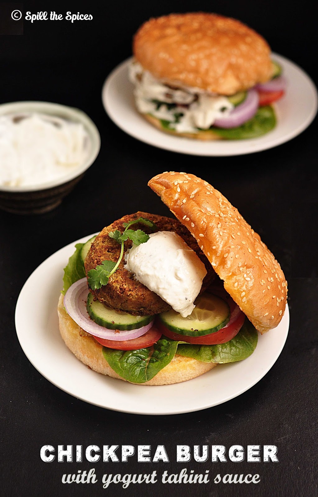 Chickpea Burger With Yogurt Tahini Sauce Spill the Spices