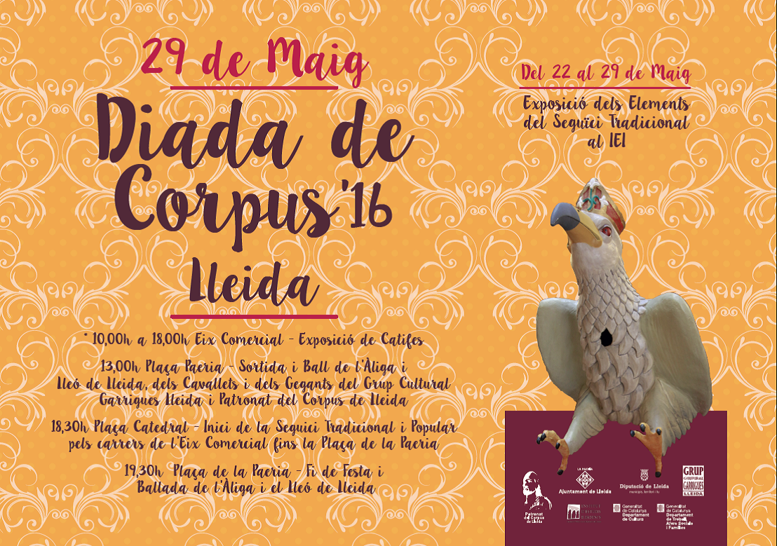 Cartell informatiu de les XXII Festes tradicionals de corpus 2016.