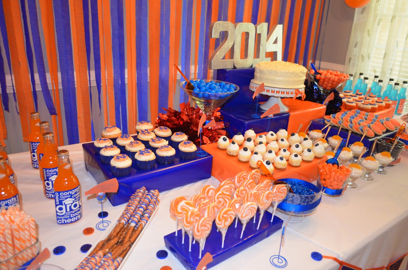 Cakegirl's Kitchen Blue and Orange Graduation Party
