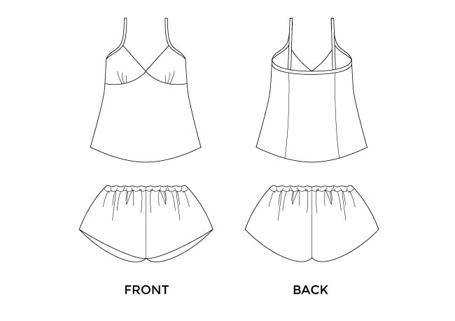 Fifi sewing pattern - camisole and shorts set for the boudoir - Tilly and the Buttons