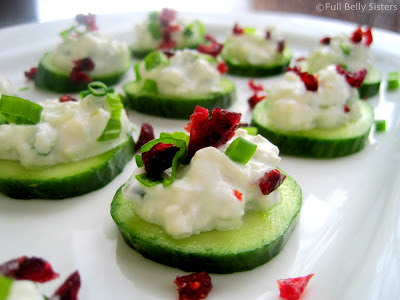 Blue Cheese & Yogurt Cucumber Bites with Cranberries from Full Belly Sisters
