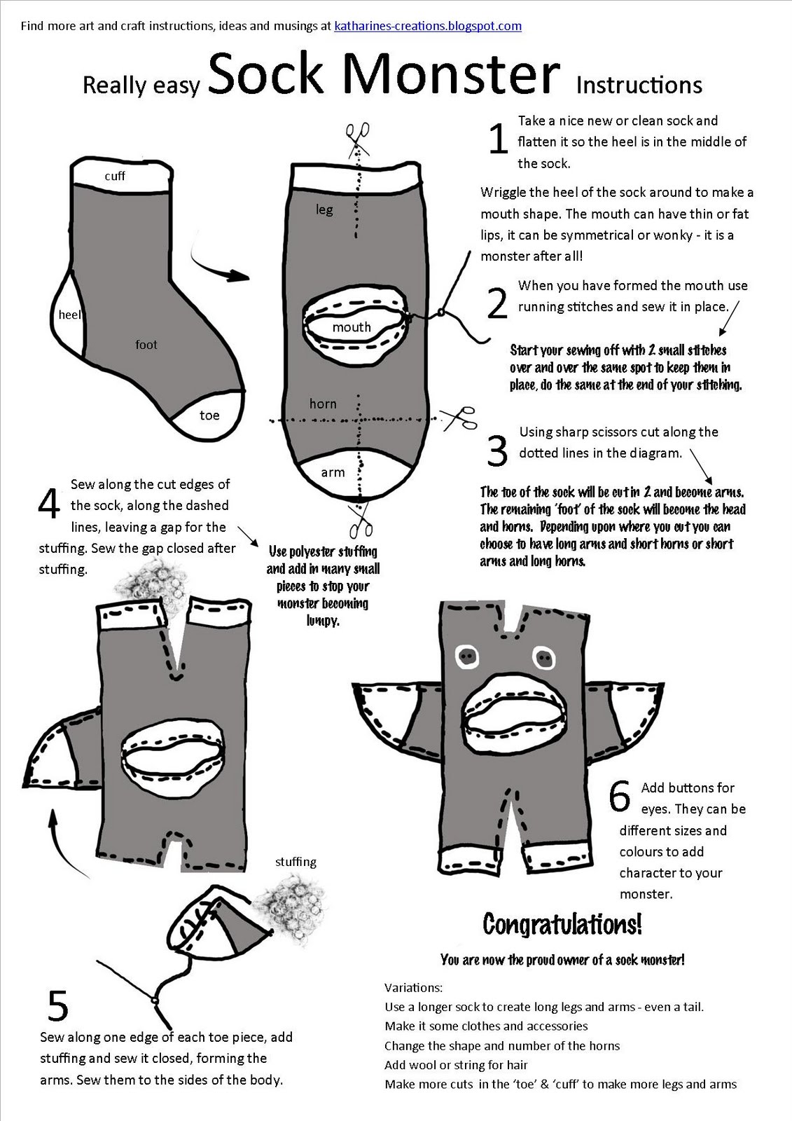 Katharines Creations Sock Monsters