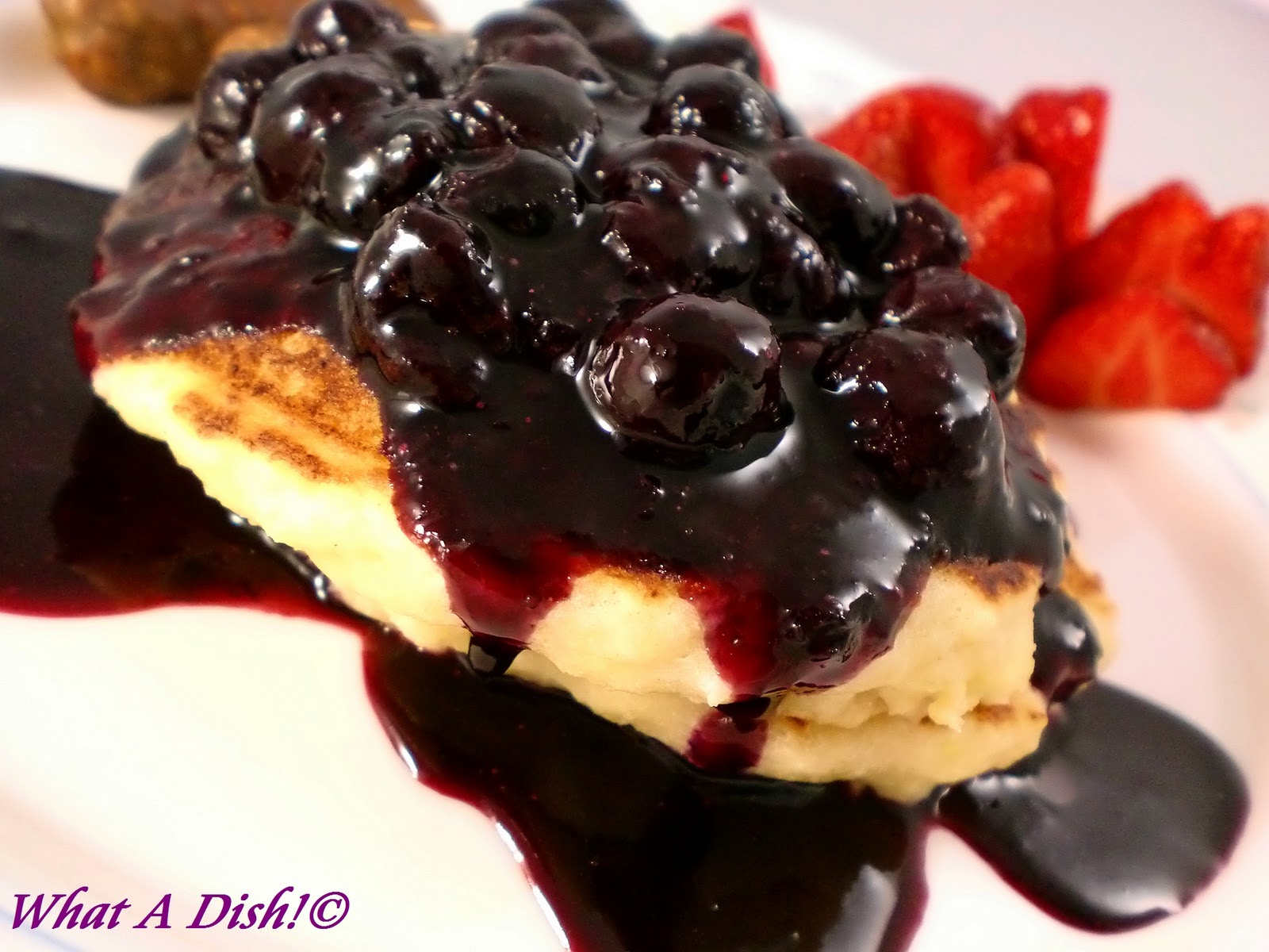 What A Dish! LemonRicotta Pancakes with Blueberry Sauce