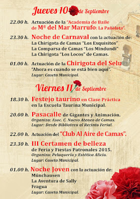 Camas - PROGRAMA DE FERIA 2015 - DÍAS 10 Y 11 DE SEPTIEMBRE Camas - PROGRAMA DE FERIA 2015 - DÍAS 10 Y 11 DE SEPTIEMBRE