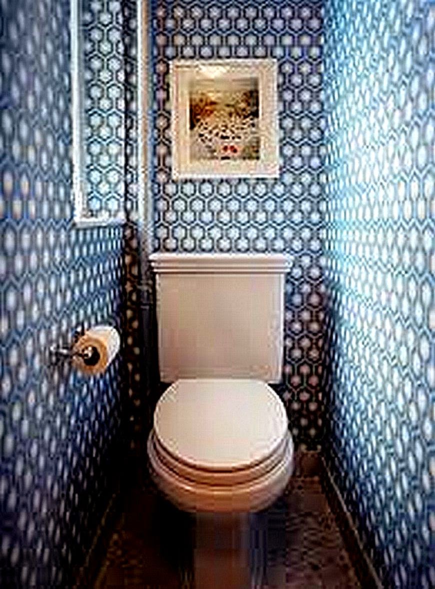 Colorful Bathroom Idea Wallpaper With Shiny Brown Wardrobe Colorful Bathroom Idea Wallpaper With Shiny Brown Wardrobe