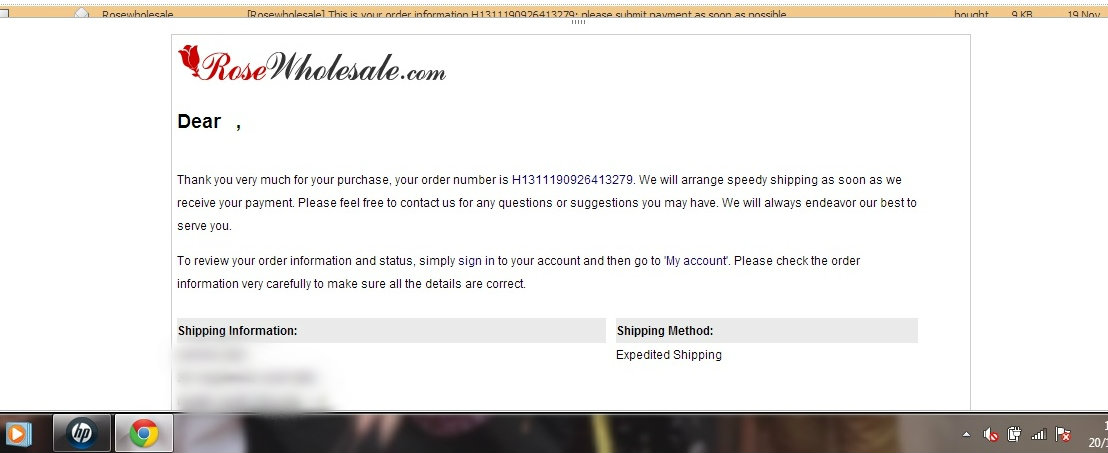 rosewholesale my order