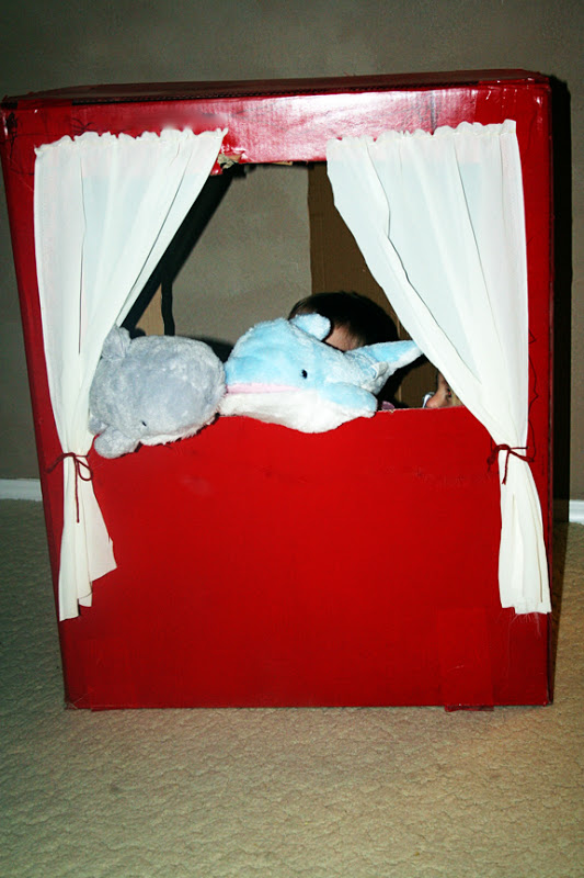 A Couple of Craft Addicts Puppet Show from a Cardboard Box
