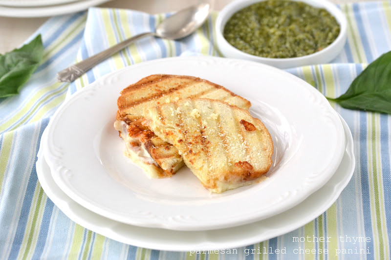Parmesan Crusted Grilled Cheese with Basil Pesto Mother Thyme