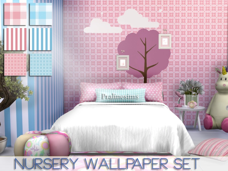 Sims 4 CC's The Best Nursery Wallpaper Set by Pralinesims