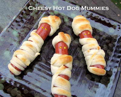 cheesy hot dog mummies