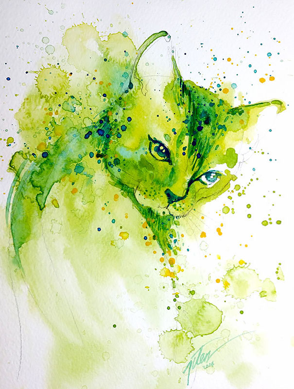 Watercolor splashed Paintings easy arts and crafts ideas