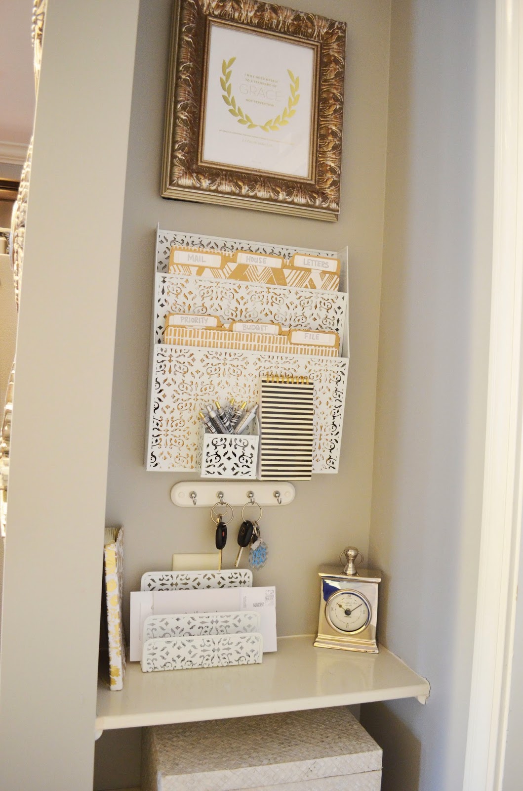 The Cheerful Home White & Gold Mail Center