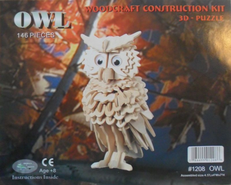 Look and Find Treasures 3D Puzzle Woodcraft Construction Kit OWL