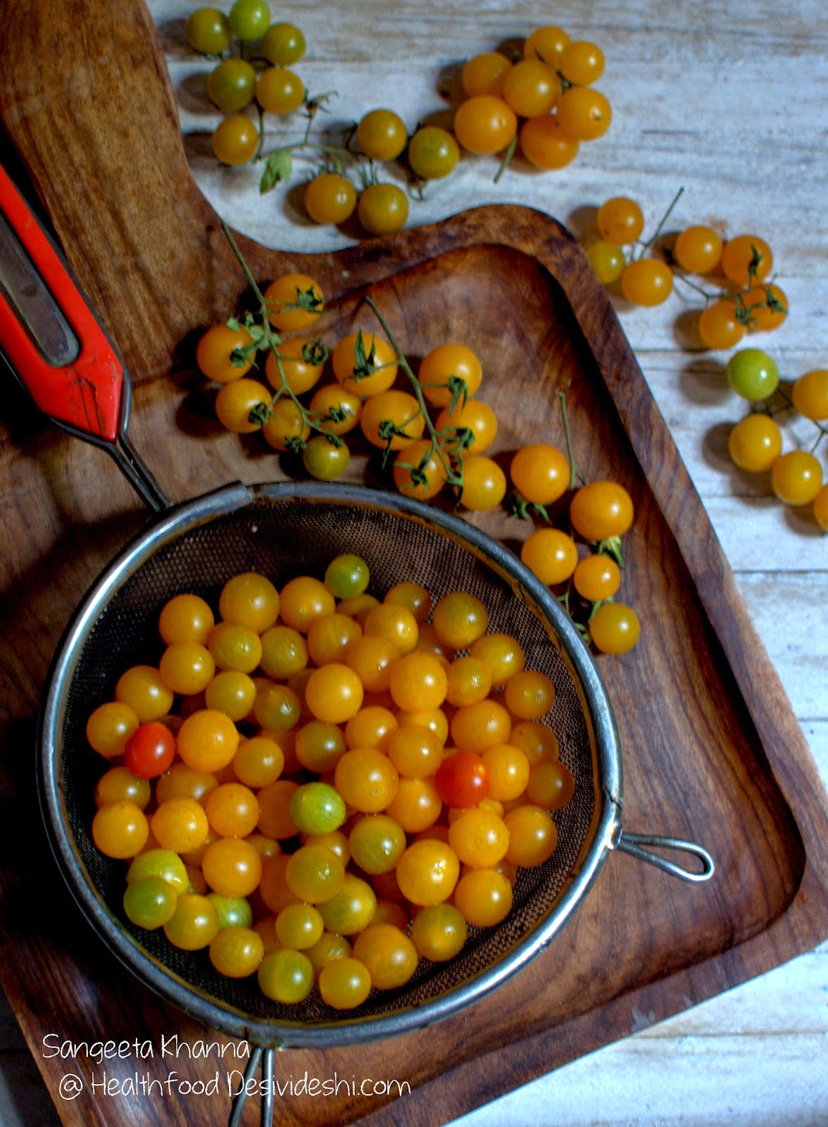 yellow cherry tomatoes and a crust less ricotta quiche recipe with them