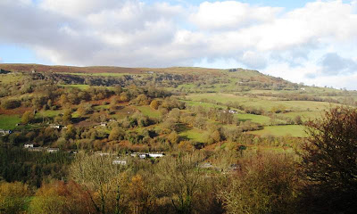 Welsh hillside with blue sky