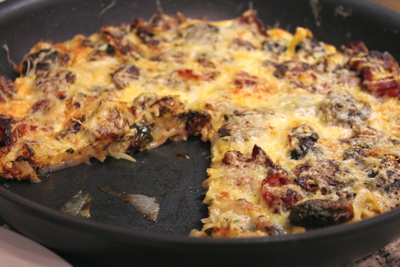 Cook In / Dine Out Bacon, Brussels Sprouts and Caramelized Onion Frittata