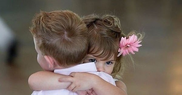 Hugging little couple kids cute love innocent