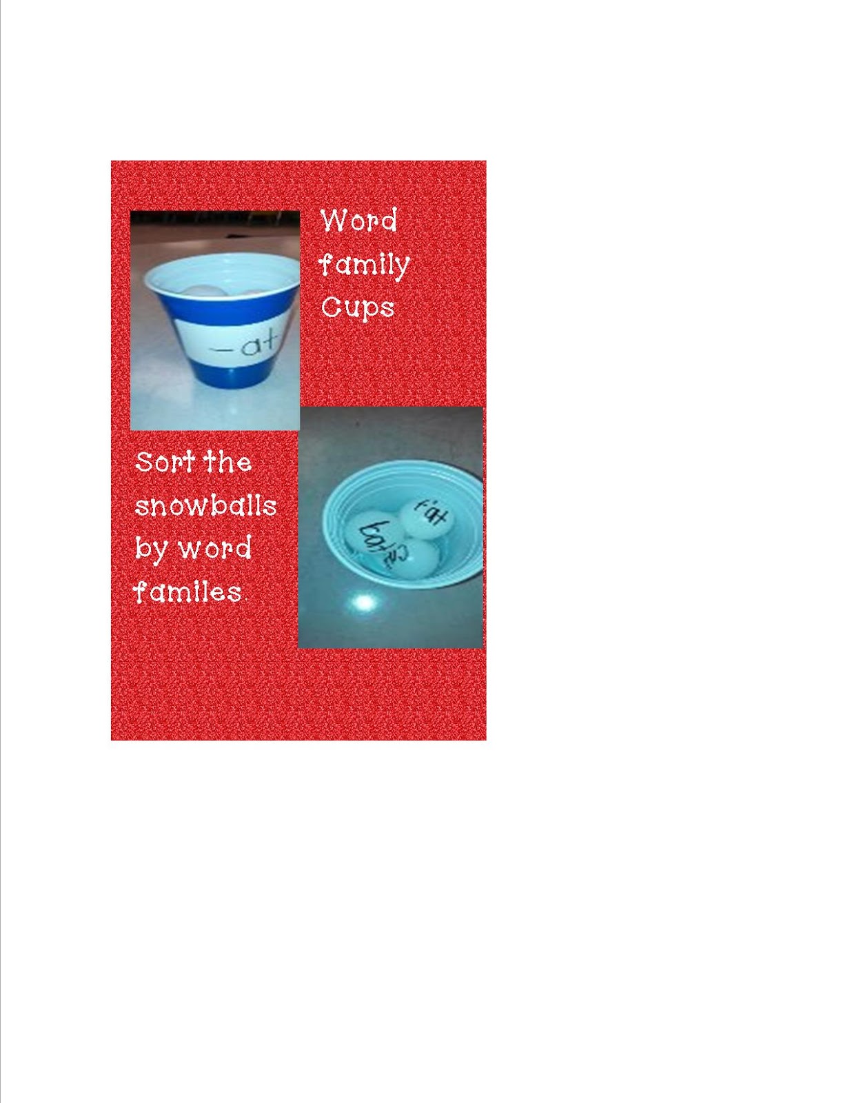 Mrs. Bohaty's Kindergarten Kingdom Cups, cups and more cups!