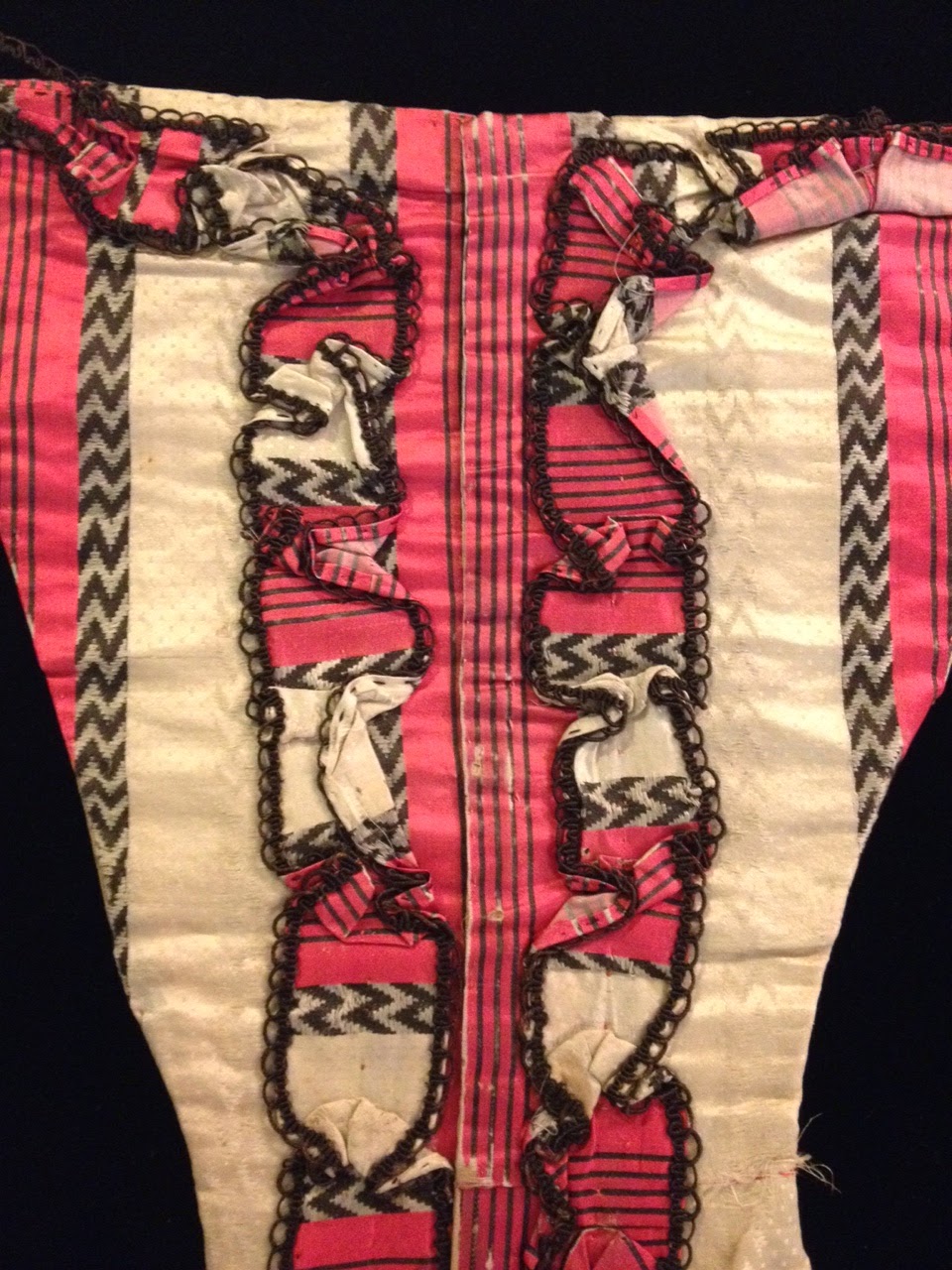 SilkDamask A Striking Pink Silk Stomacher for Miss Elizabeth Price, c. 17651775