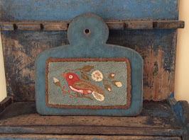 NEEDLE PUNCH BIRD ON BLUE PAINTED BOARD