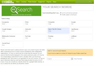 screen where you can enter creative commons search parameter values  