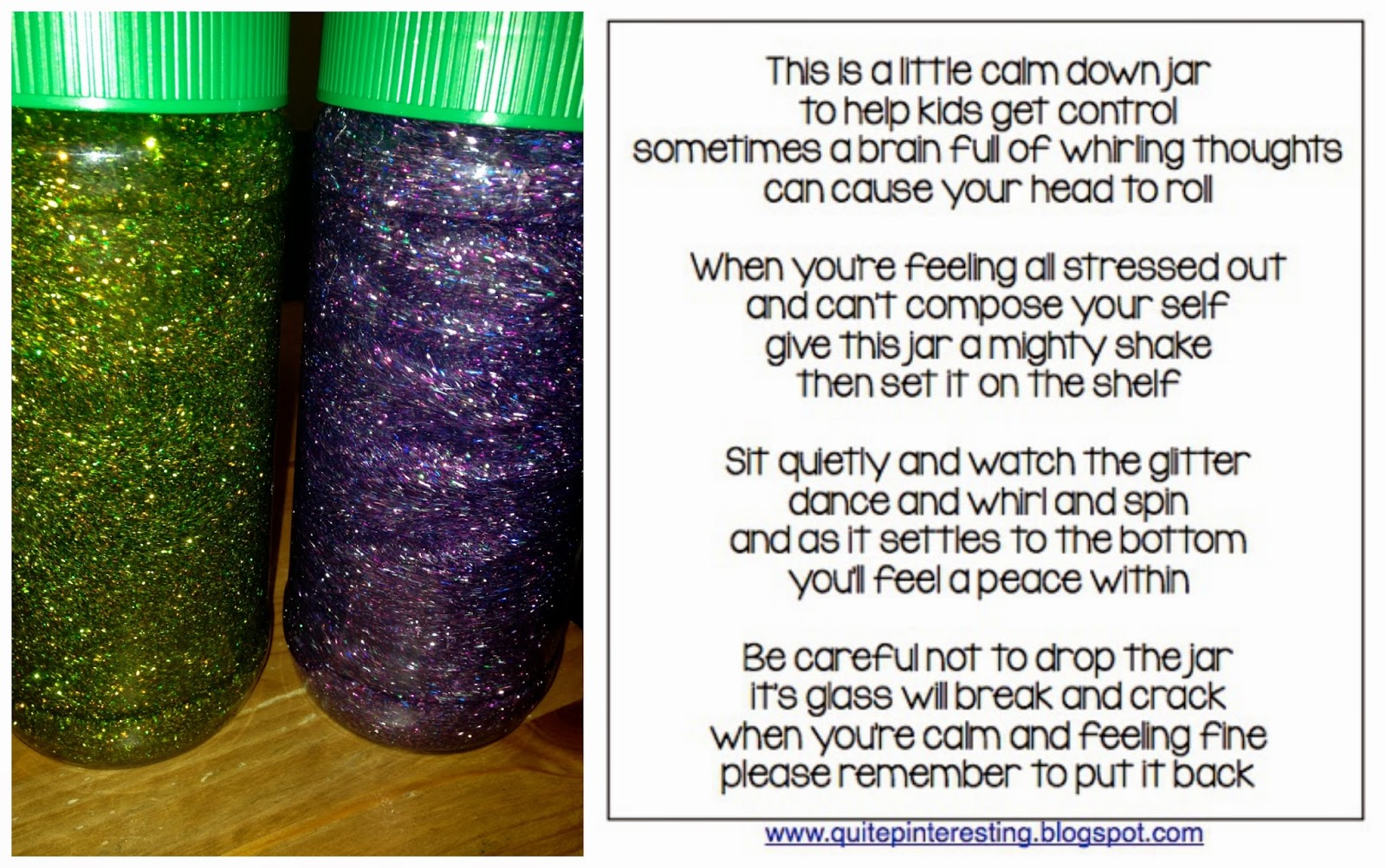 Quite Pinteresting Calming jars teacher gifts with poem