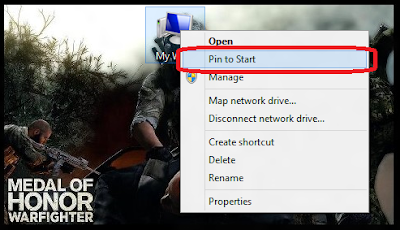 how to add my computer and recycle bin on Windows 8 start screen