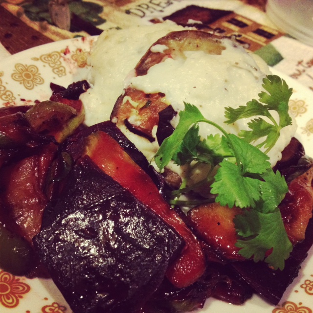 Blossoms and bundles Delicious beets and eggplant.