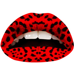 Gorgeous Red Lip Art with Black Patterns
