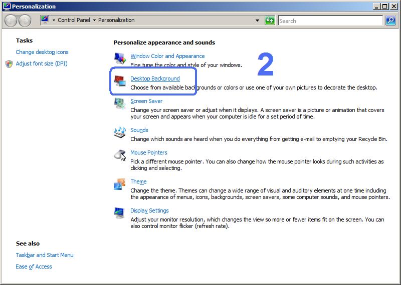 Set Web Page Desktop Background Windows Vista