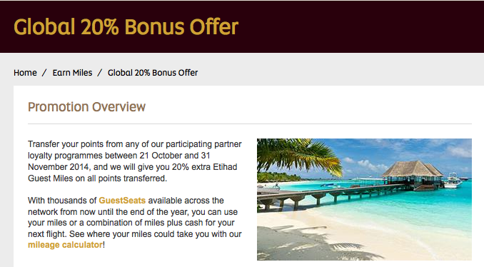 rewards canada etihad guest 20 bonus miles on partner transfers etihad frequent flyers