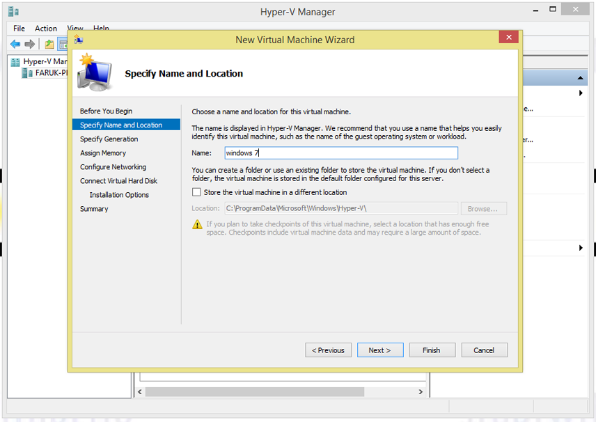 Installing HyperV and Creating a Virtual Machine using HyperV