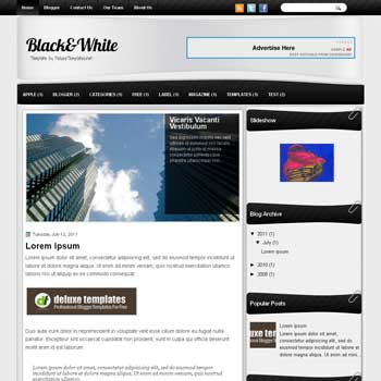 Black & White blogger template. template blogspot magazine style. download free template magazine blogger