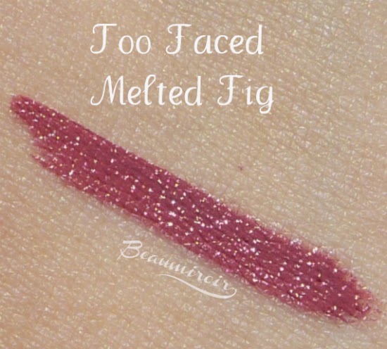 Too Faced Melted Liquified Long Wear Lipstick in Melted Fig: swatch rosy plum purple