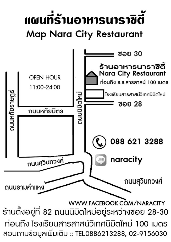 map nara city restaurant - แผนที่ร้านอาหารนาราซิตี้