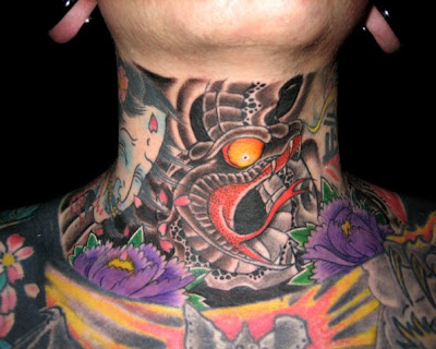 3D Snakes Tattoo on Neck