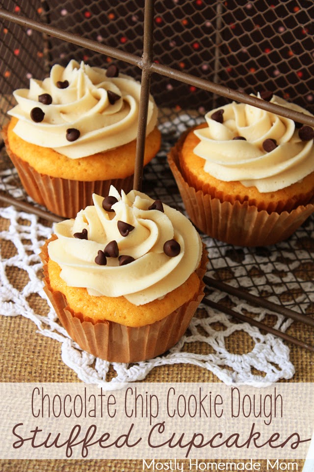 Chocolate Chip Cookie Dough Stuffed Cupcakes Mostly Homemade Mom