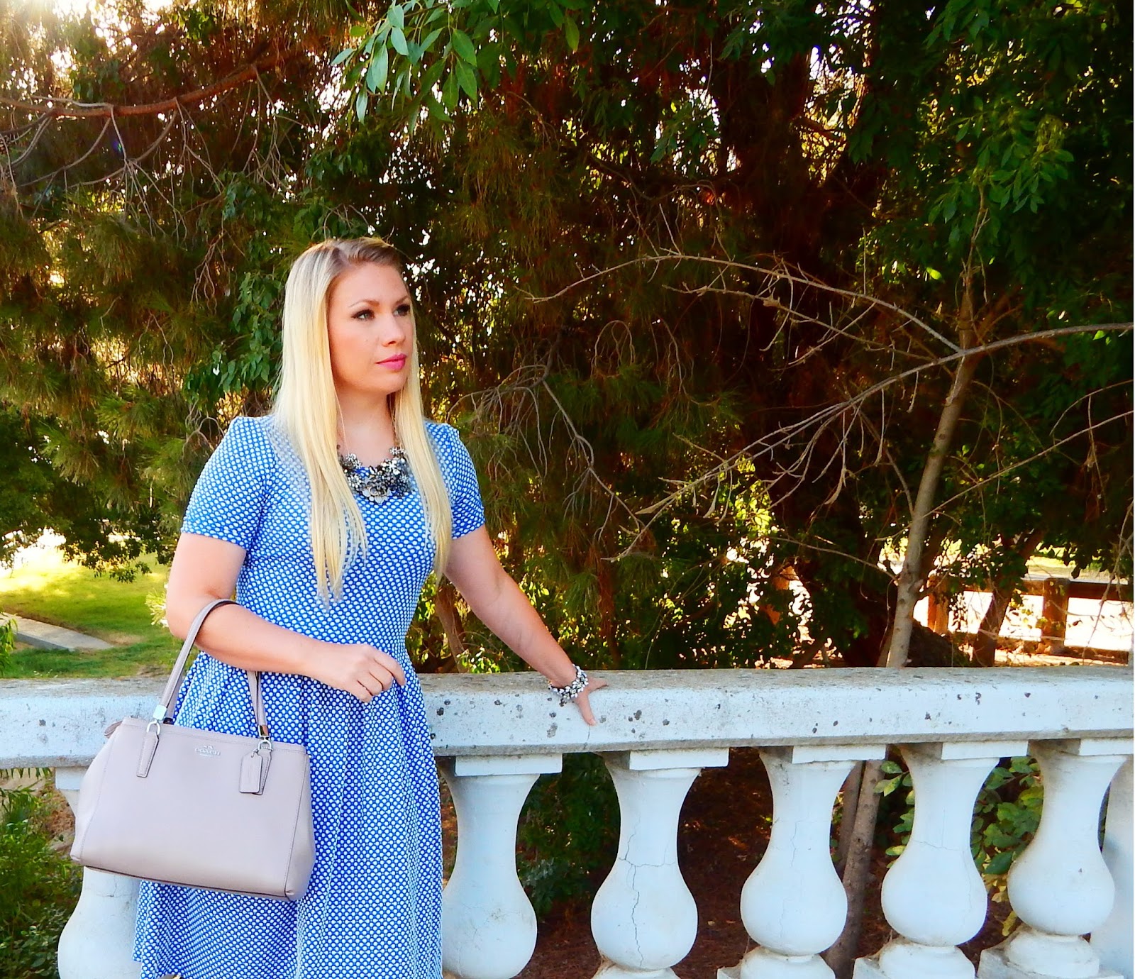 Blue Polka Dot Dress Outfit