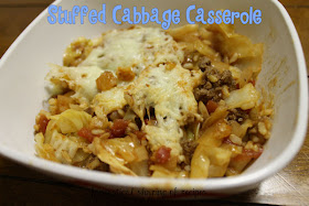 Stuffed Cabbage Casserole - no slaving to roll up all the meatballs! #casserole #recipe