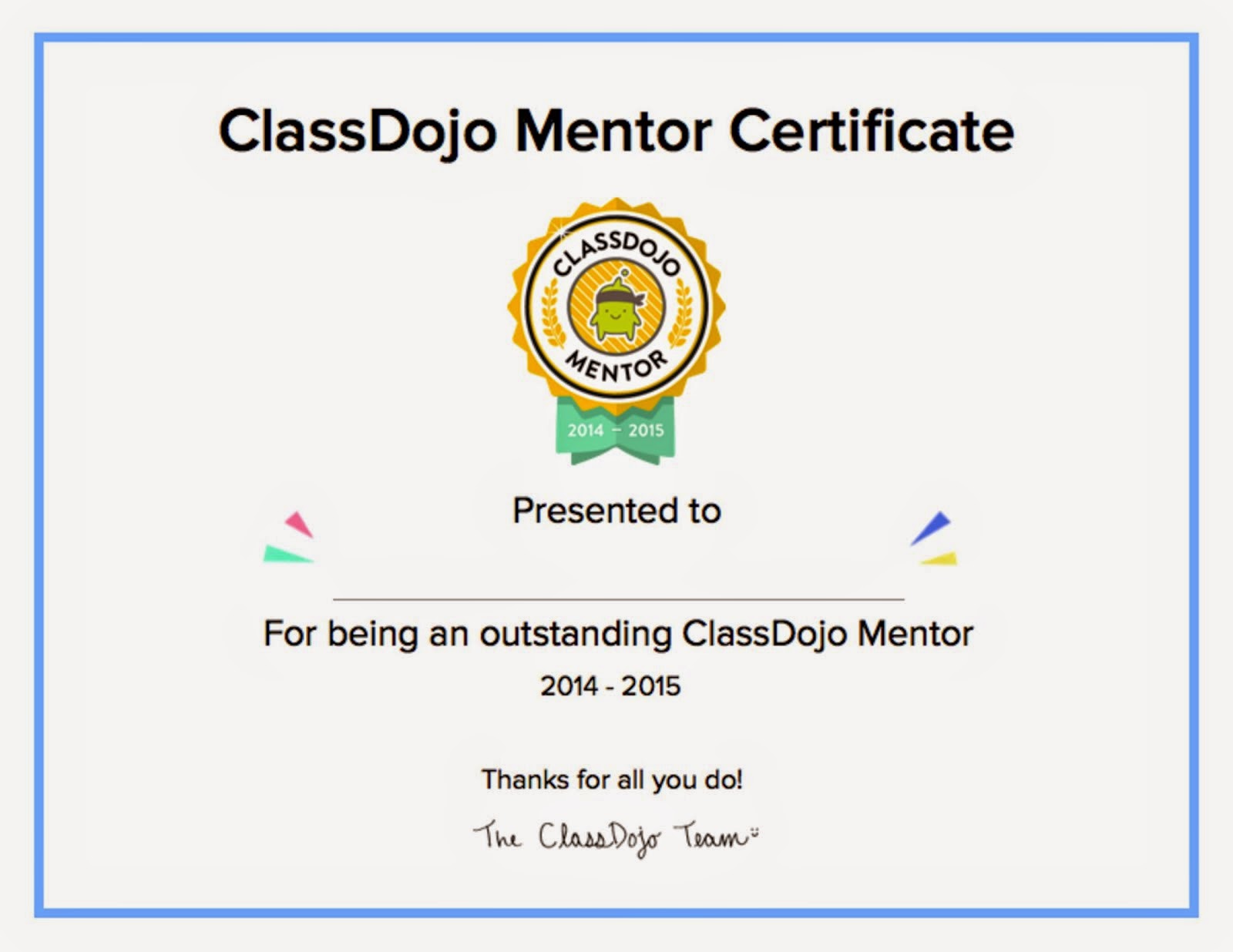 ClassDojo Mentor Certificate