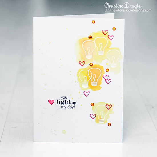 Light bulb card by Christine Drogt using the Around the House Stamp set by Newton's Nook Designs