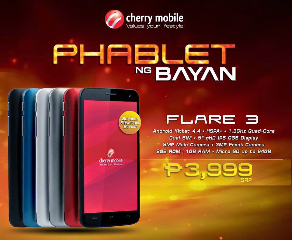 Cherry Mobile Flare 3 Phablet ng Bayan for under 4K