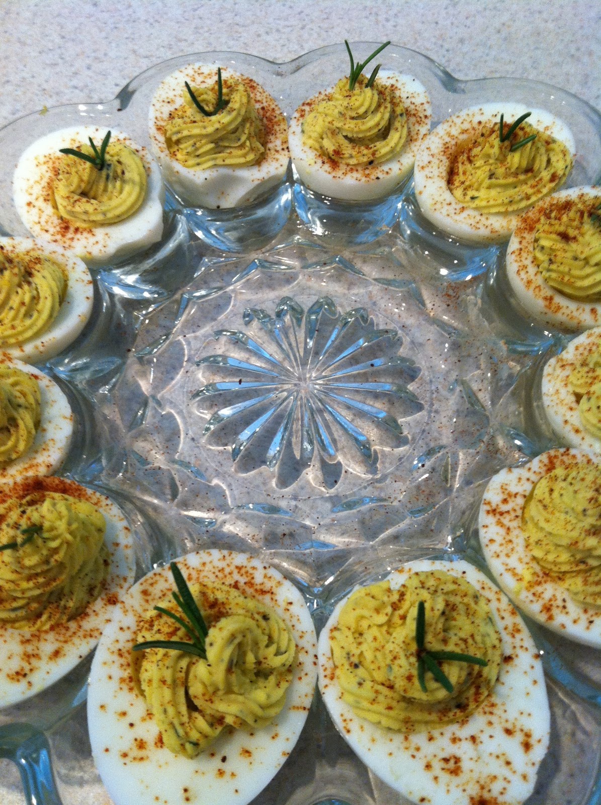 bonbons & biscotti Rosemary Deviled Eggs